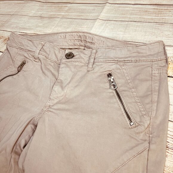 American Eagle Outfitters Jegging Ankle Size 8 Khaki Tan Zipper‎ Pocket Skinny - Picture 9 of 13